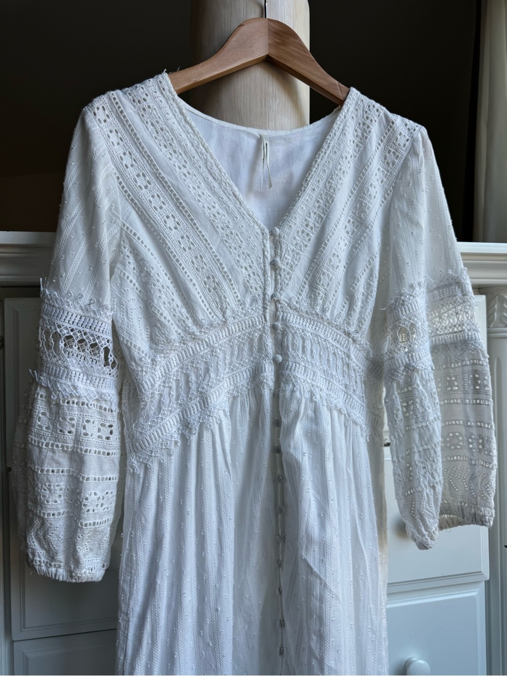 Anthropologie White Lace Maxi Dress Women’s US 4 / EU 36 - Picture 3 of 12